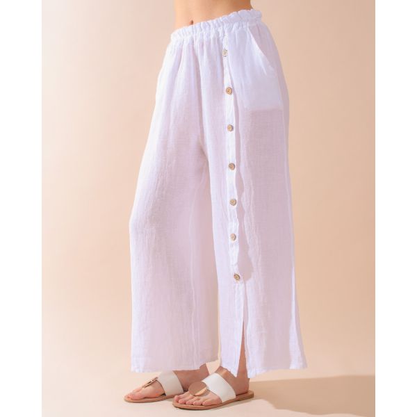 Ria Linen Trouser | White
