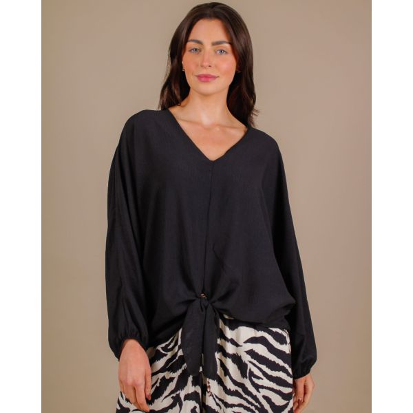 Nika Tie Front Top | Black