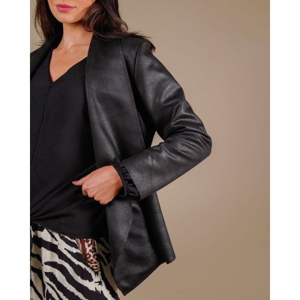 Perry Snakeskin Suedette Jacket |Black