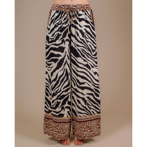 Zebra Wide Leg Trouser | Black/White