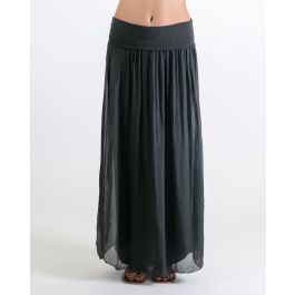 Silk Maxi Skirt | Slate Grey