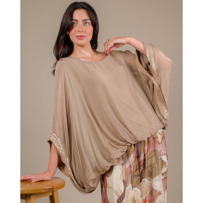 taupe sequin top