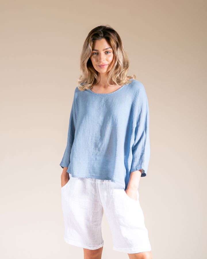 Louisa Linen Tee | Sky