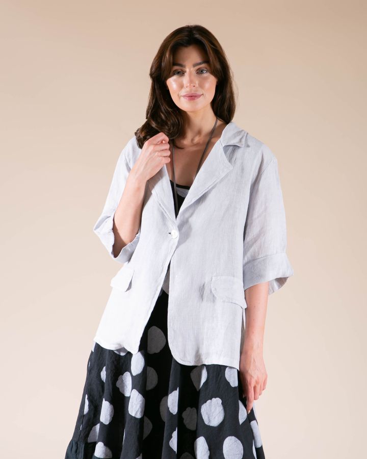 Victoria Linen Jacket | Silver Grey