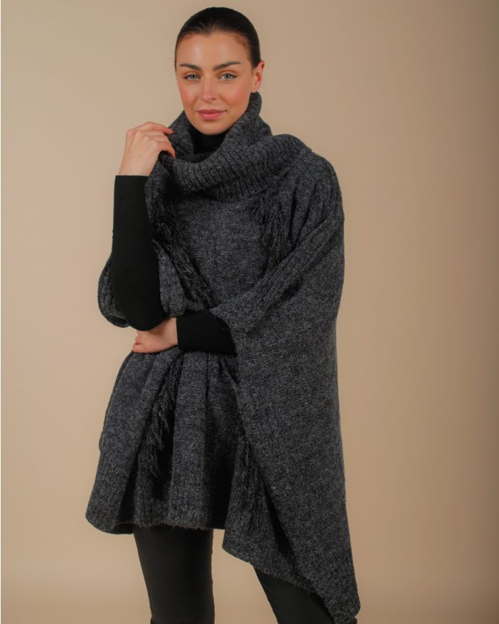 Francesca Poncho Knit | Charcoal