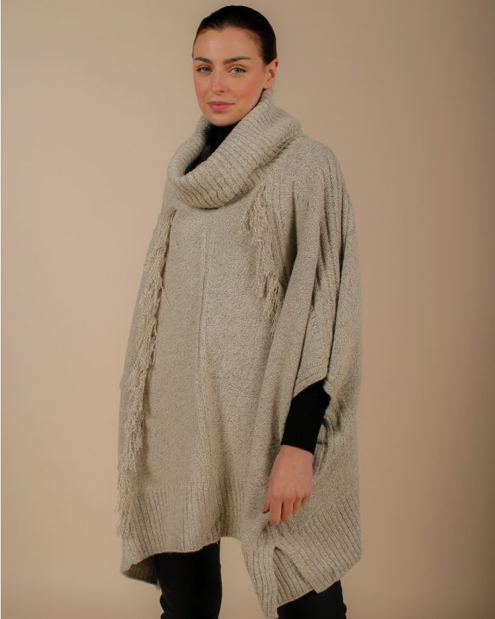Francesca Poncho Knit | Beige