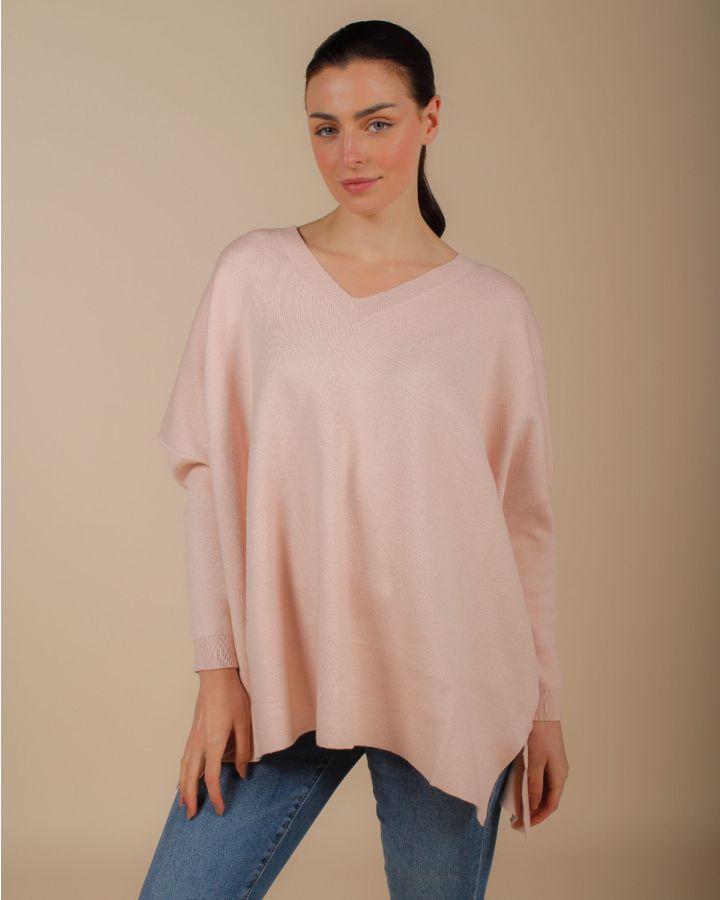 Carolina V Neck Jumper | Pink