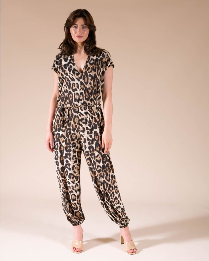Jasmine Leopard Jumpsuit | Black/Brown