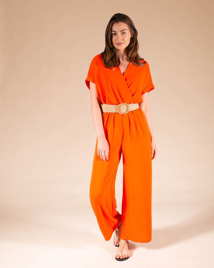 Alisha Belted Jumpsuit | Orange