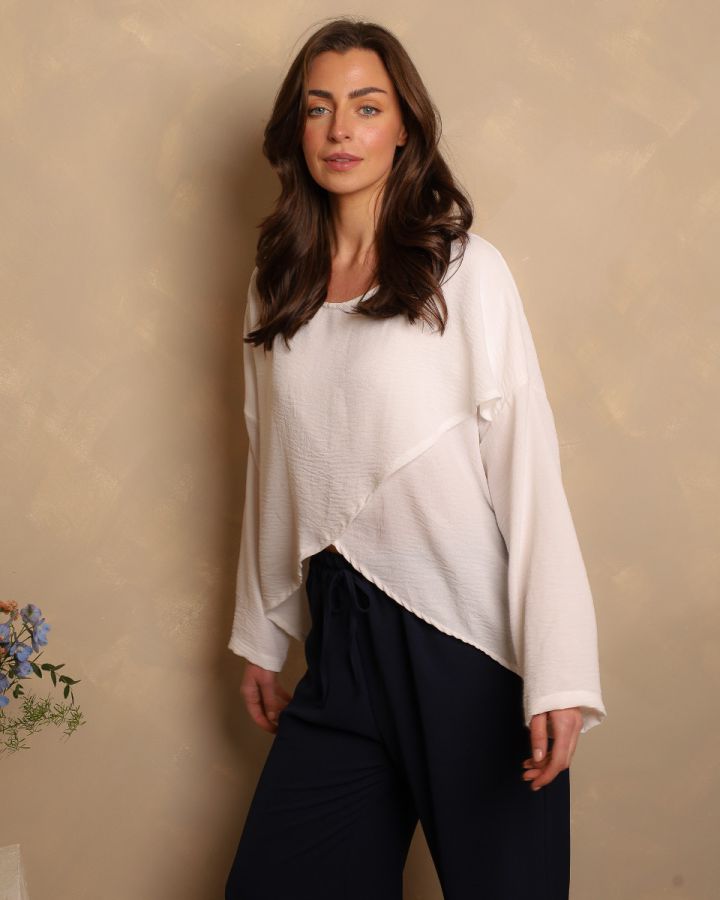 Lena Layered Drape Top | White