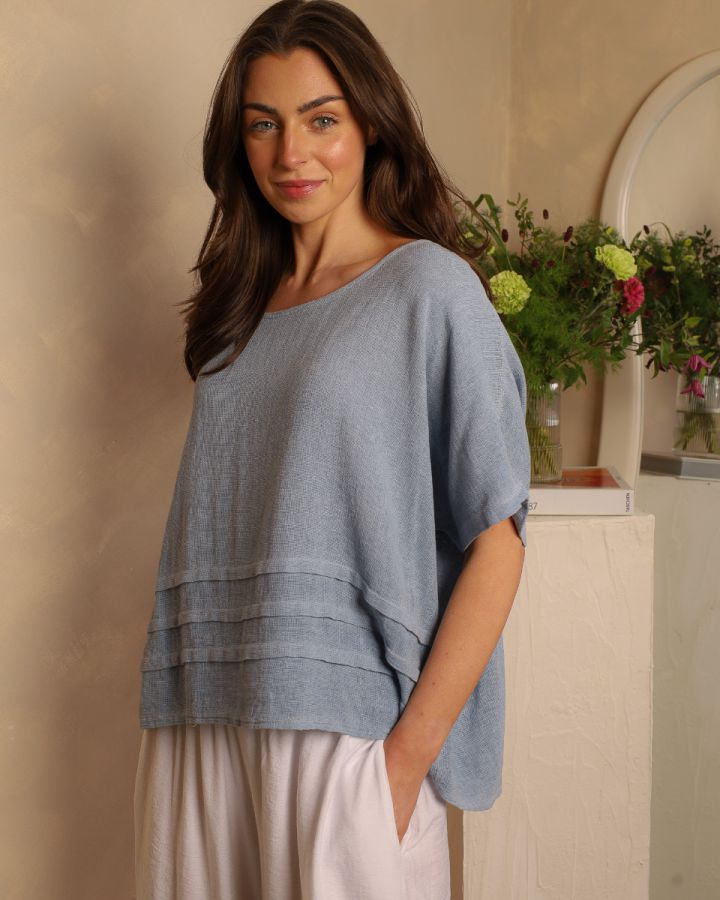 Camellia Textured Layered Top | Powder Blue