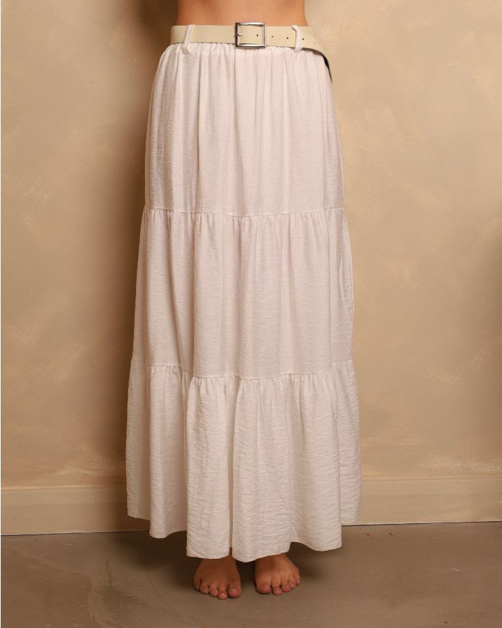 Lara Tiered Maxi Skirt | White
