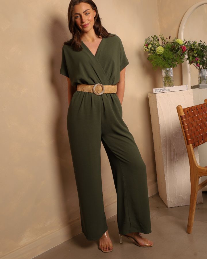 Alisha Belted Jumpsuit | Khaki