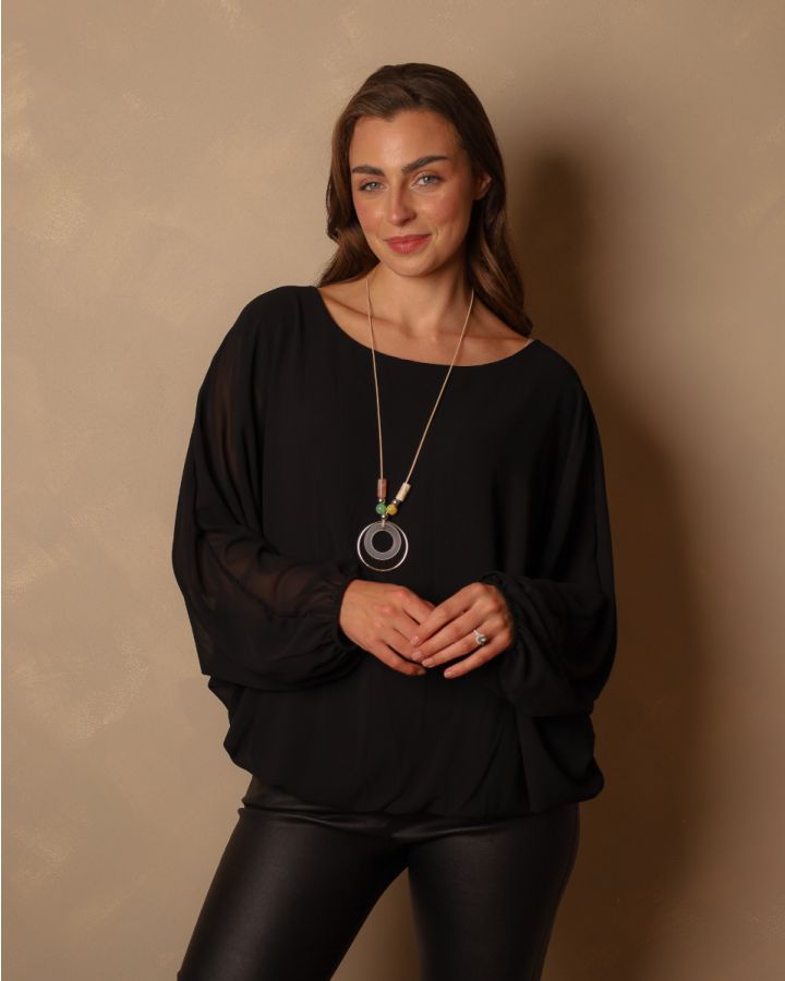 Nicole Necklace Top | Black