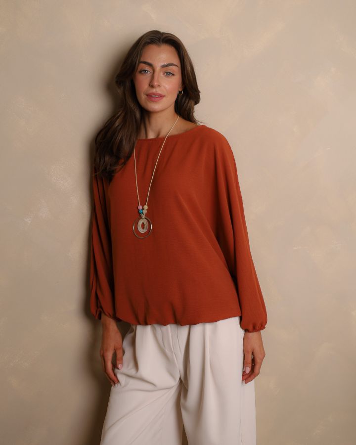 Nicole Necklace Top – Burnt Orange