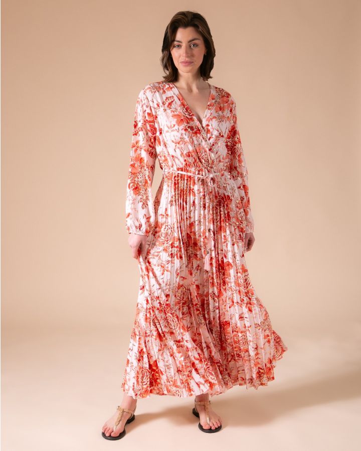 Catherine Pleated Maxi Dress | Red