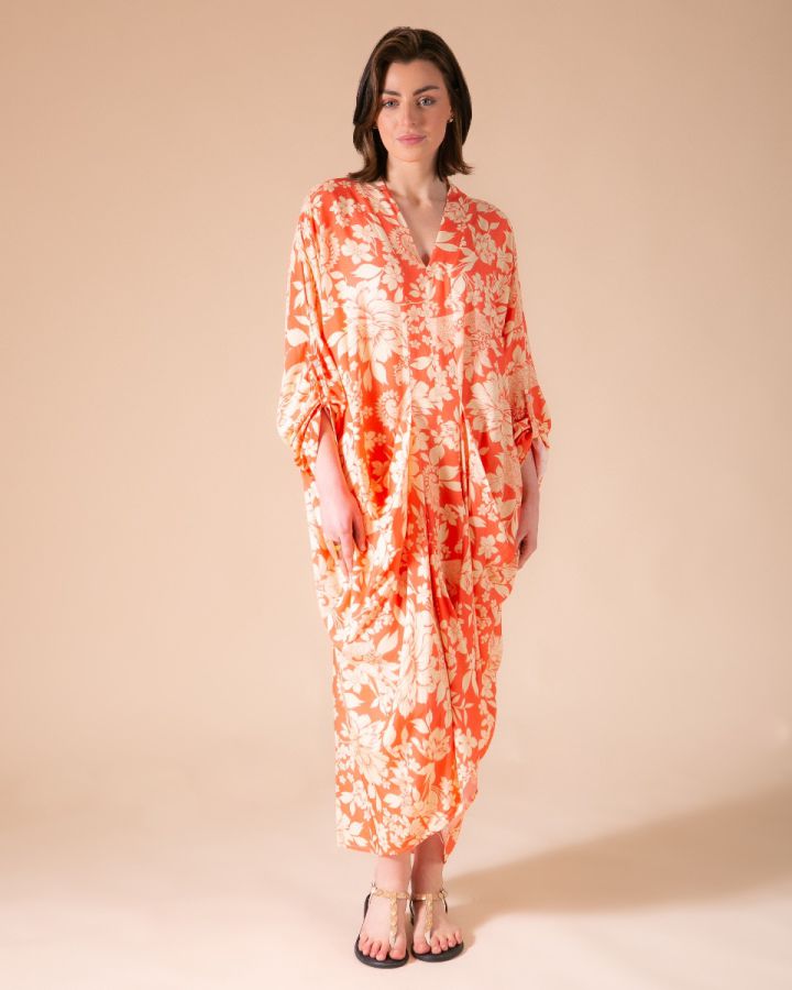 Cora Swag Kaftan Dress | Coral
