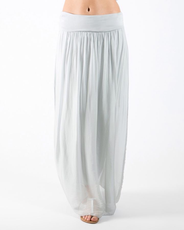Silk Maxi Skirt | Silver Grey