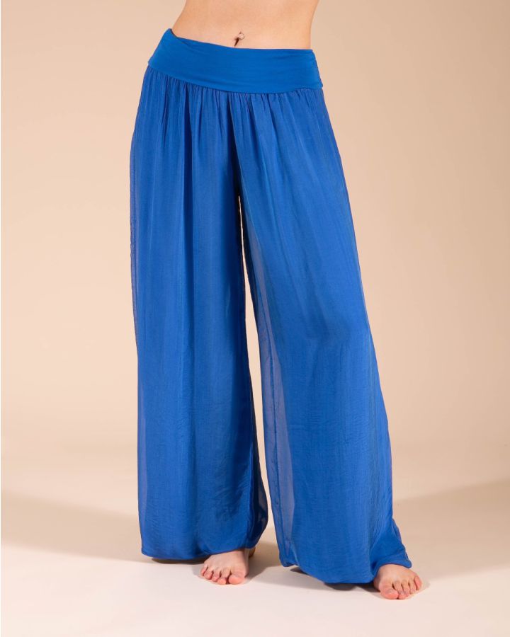 Silk Wide Leg Trouser | Royal Blue