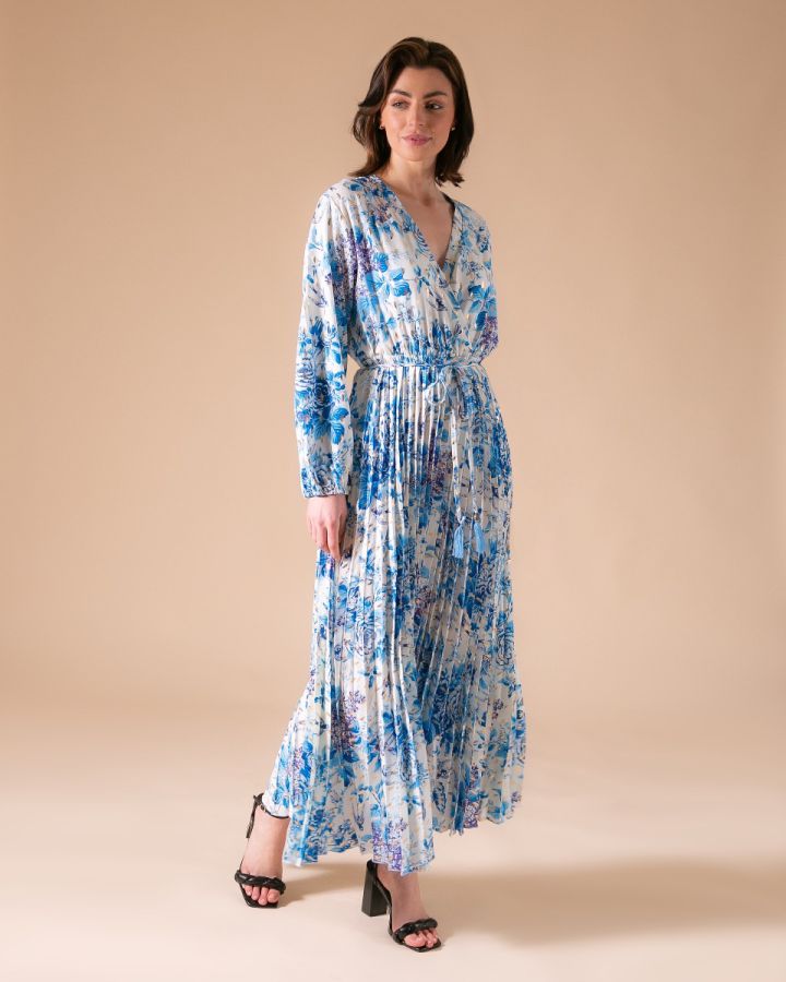 Catherine Pleated Maxi Dress | Blue