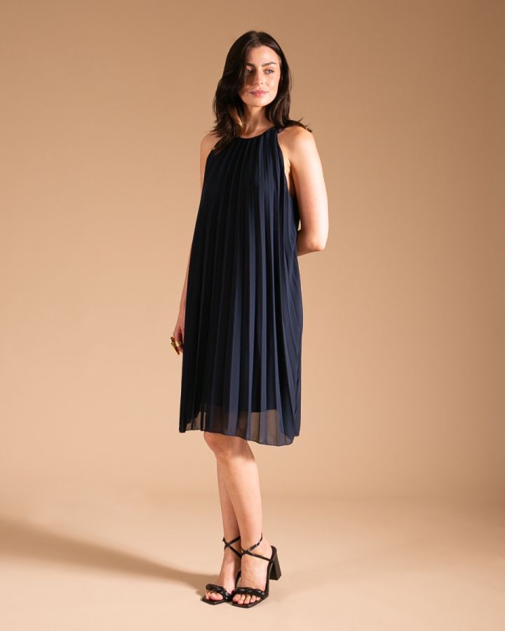 Milly Pleated Dress | Navy