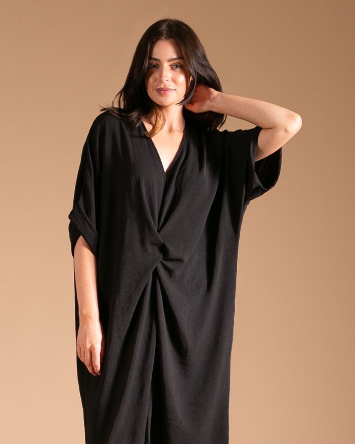 Tabby Twist Front Dress | Black