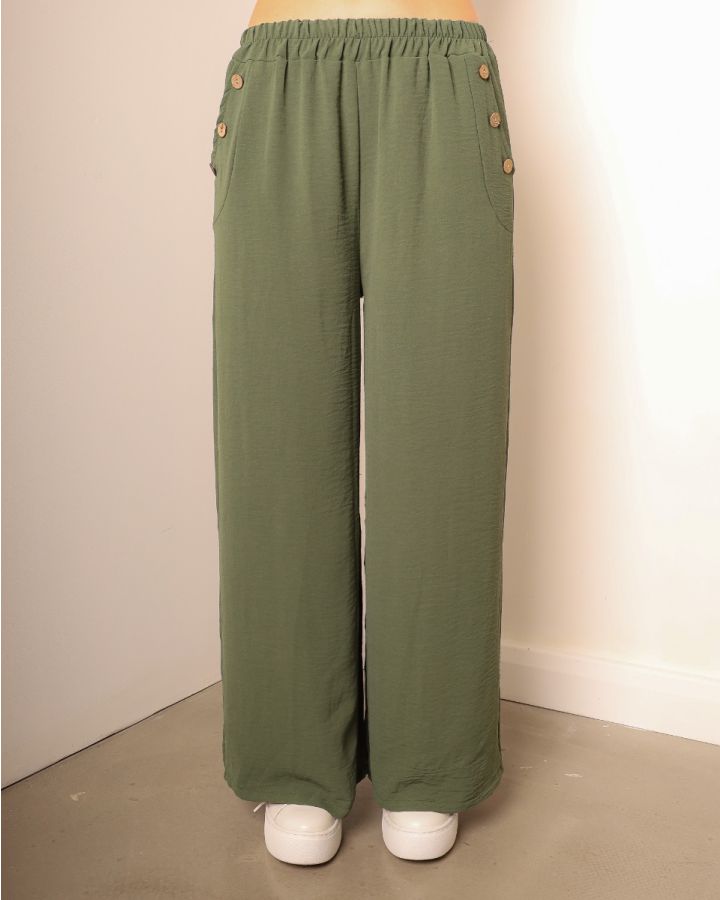 Tallie Three-Button Wide Leg Trouser | Khaki