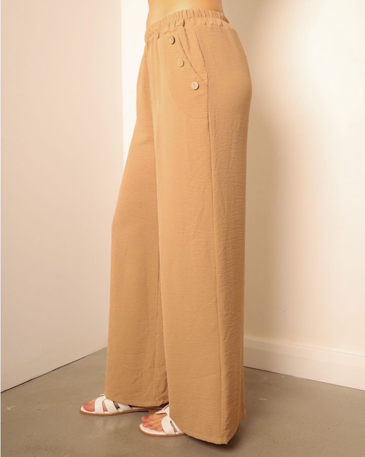 Tallie Three-Button Wide Leg Trouser | Camel