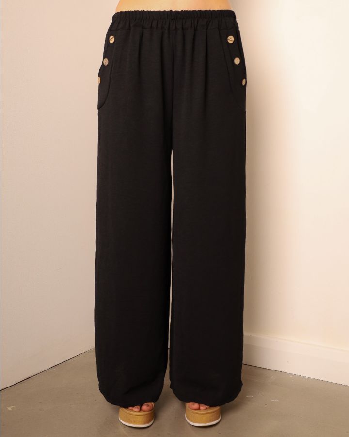 Tallie Three-Button Wide Leg Trouser | Charcoal Grey