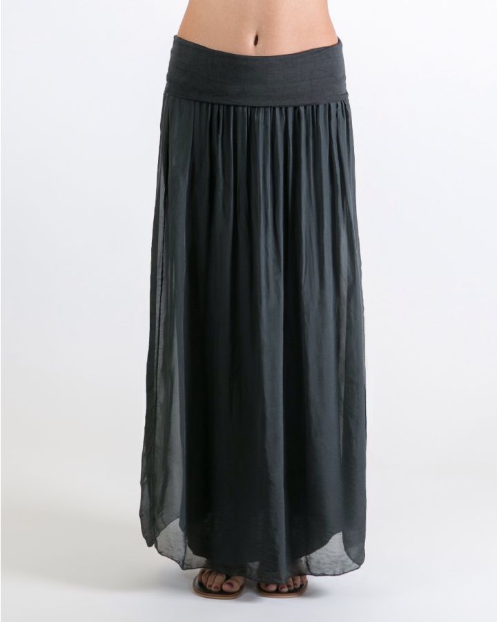 Silk Maxi Skirt | Slate Grey