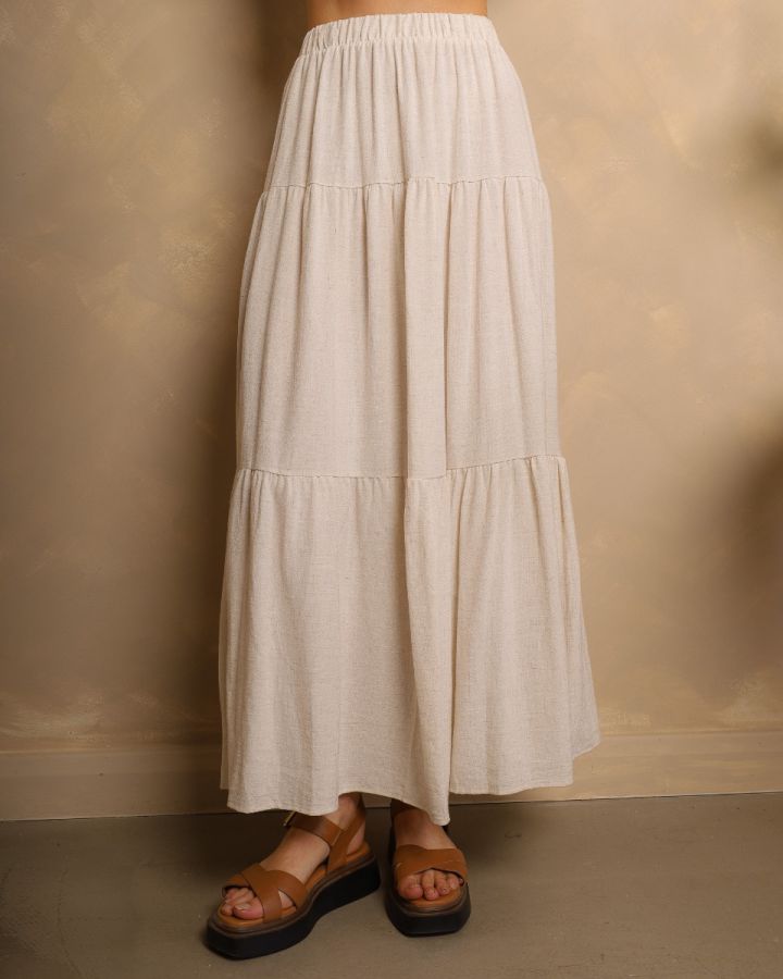 Sienna Tiered Maxi Skirt – Natural