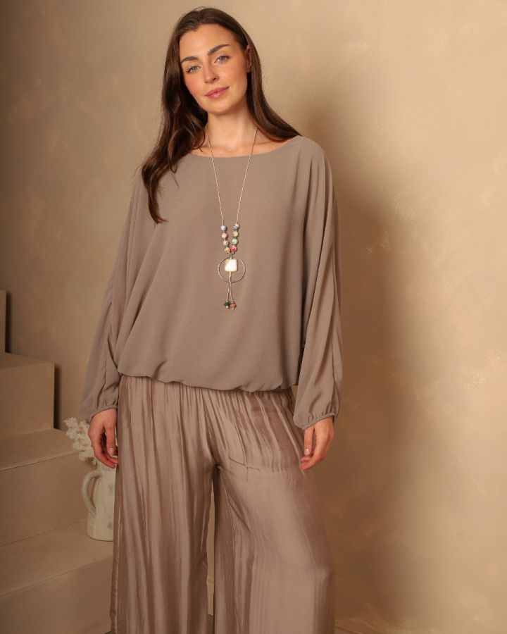 Nicole Necklace Top | Taupe