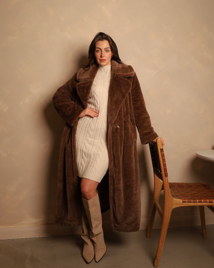 Jules Faux Fur Coat | Brown