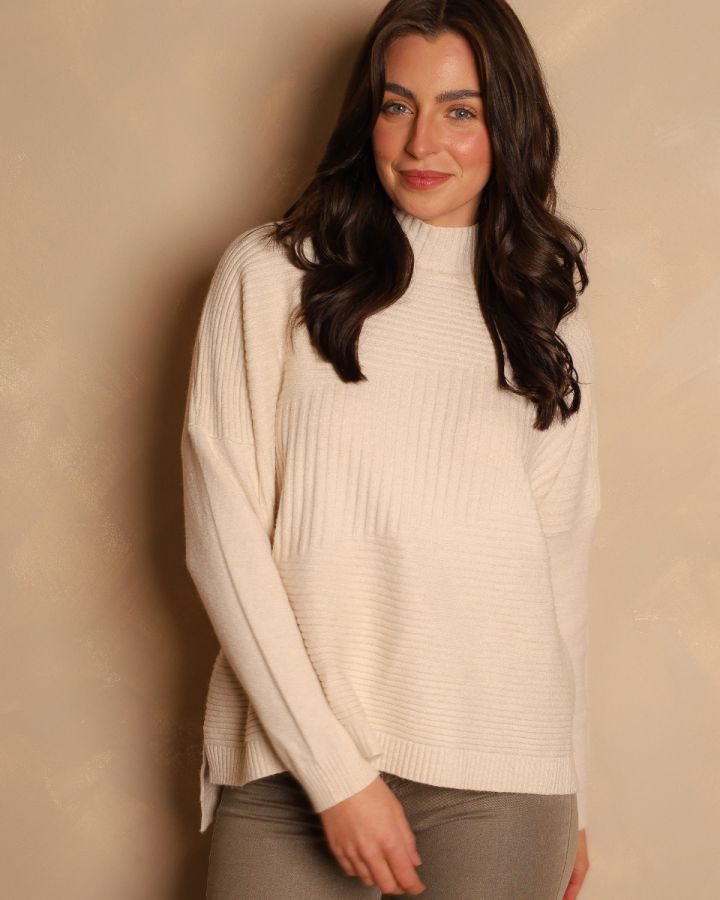 Isla Ribbed Knit Jumper | Cream