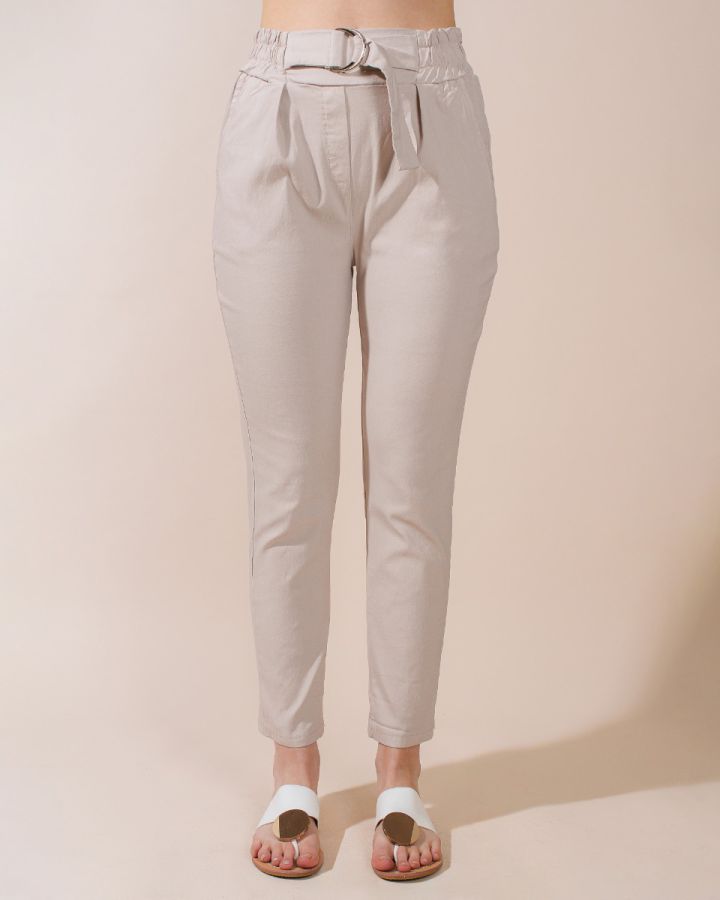Jenna Relaxed Belted Trouser | Beige