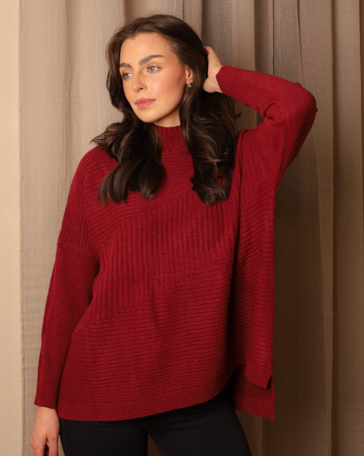 Isla Ribbed Knit Jumper | Wine