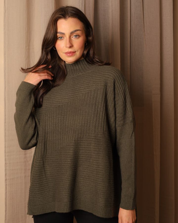 Isla Ribbed Knit Jumper | Khaki