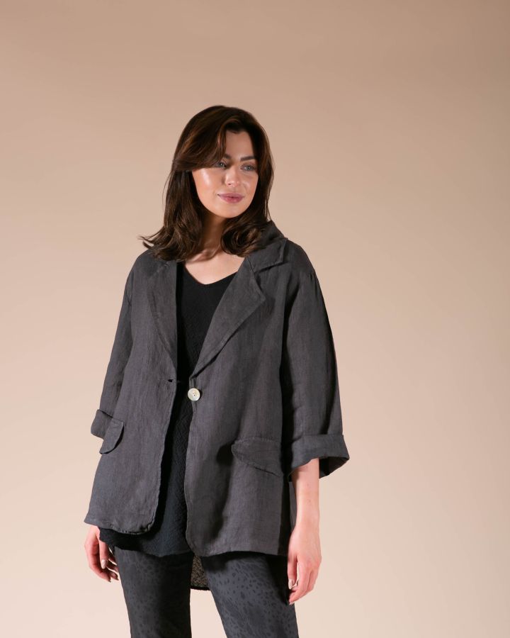 S A L E | Victoria Linen Jacket | Charcoal Grey