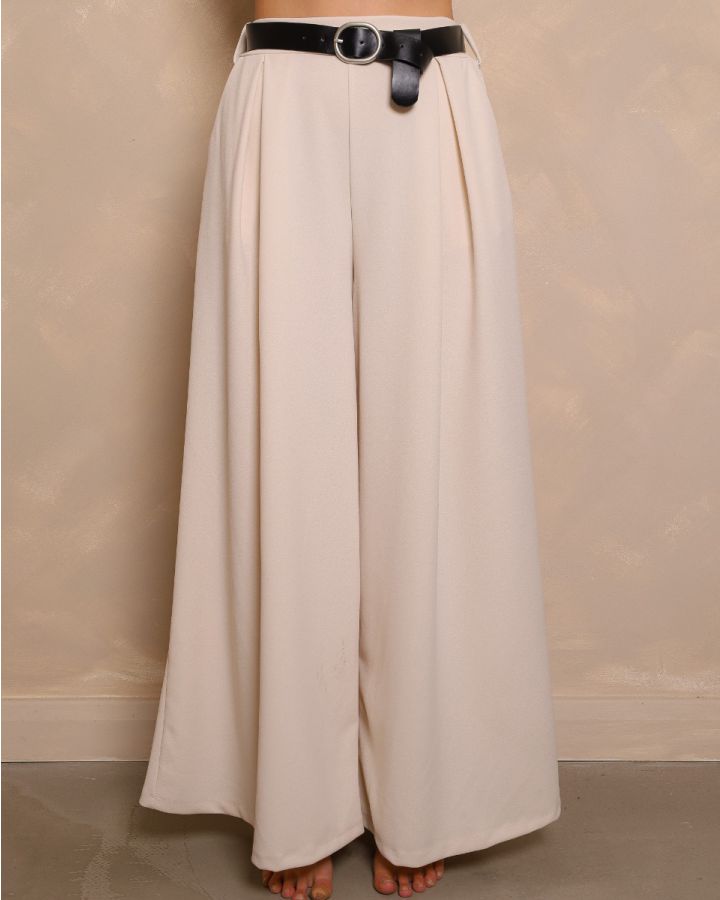 Serena Fluid Palazzo Trouser | Cream