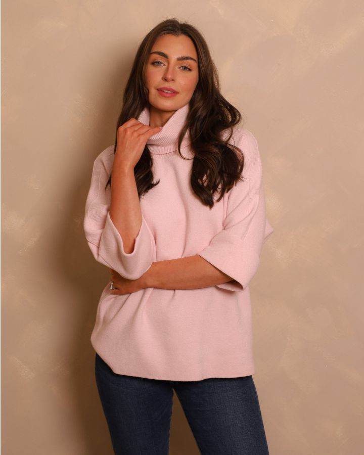 The Elodie Funnel Neck Knit| Pink