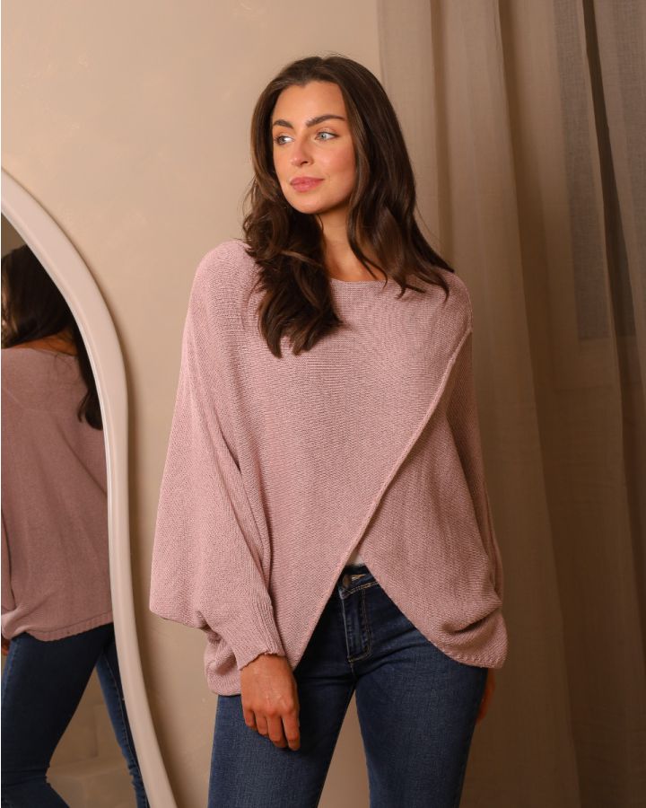 Mirela Cross-Front Knit | Soft Blush