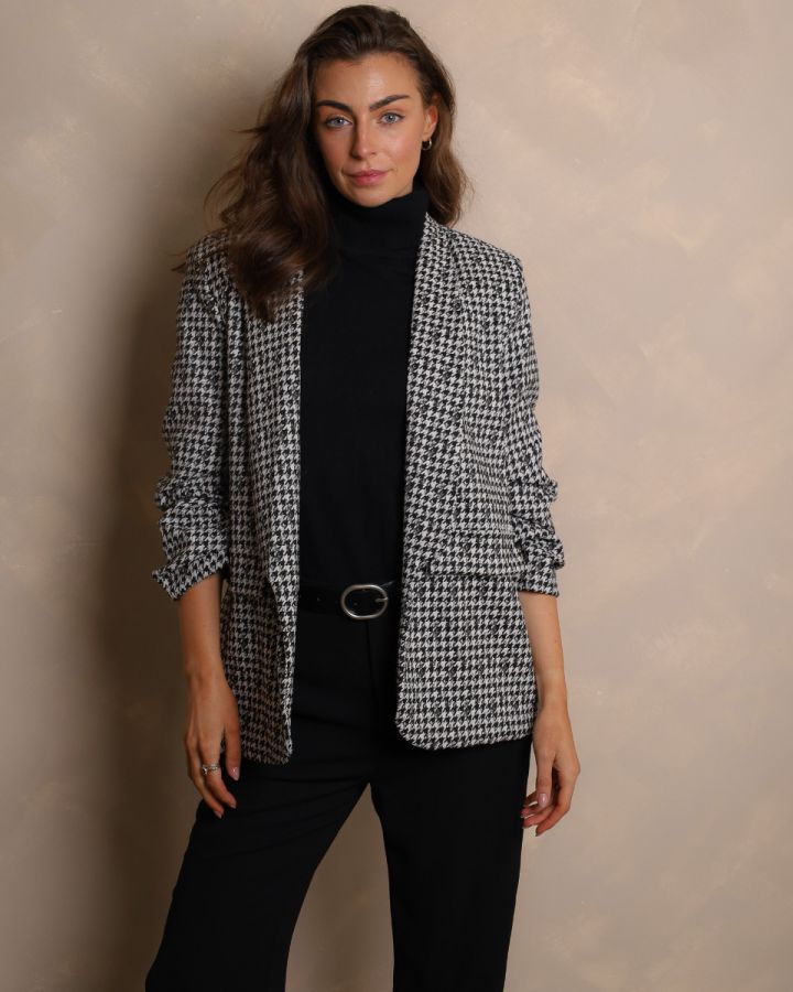 Charlotte Houndstooth Blazer – Black & White