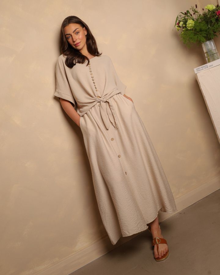 Rosetta Button Detail Skirt | Beige