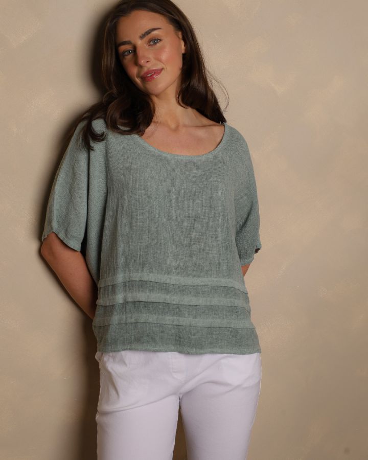 Camellia Textured Layered Top | Sage Green