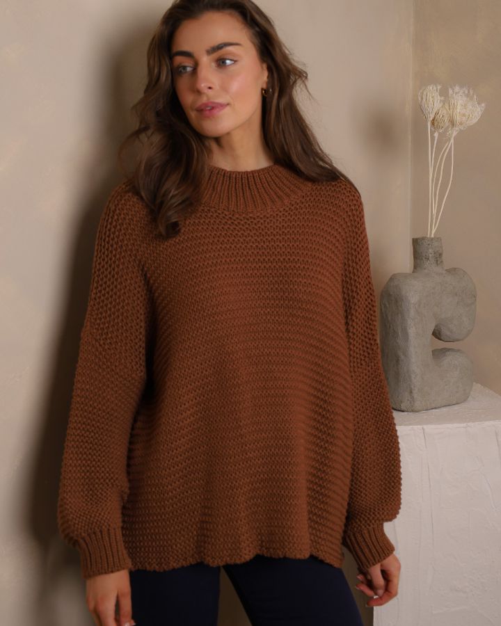 Ottilie Chunky Knit Jumper – Rust