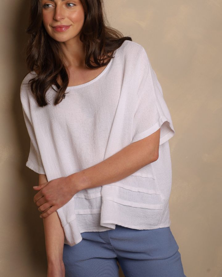 Camellia Textured Layered Top | White