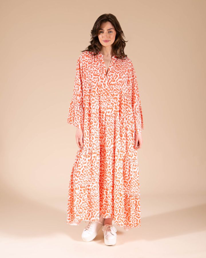 Annnika Leopard Maxi Dress | Orange