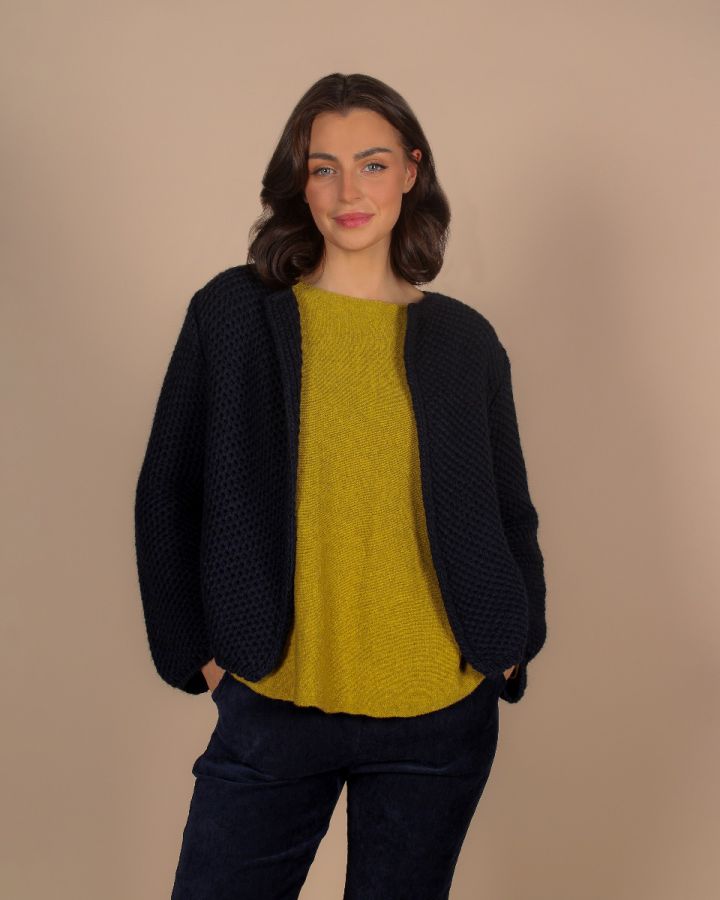 Ava Knitted Jacket| Navy