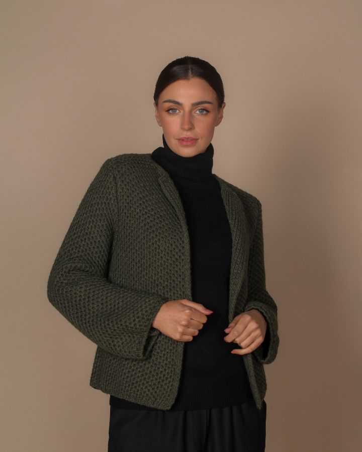 Ava Knitted Jacket| Khaki