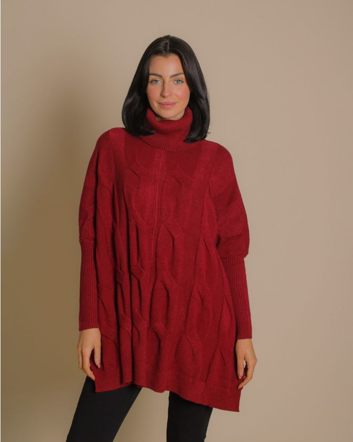 McKenzie Polo Neck Jumper | Wine